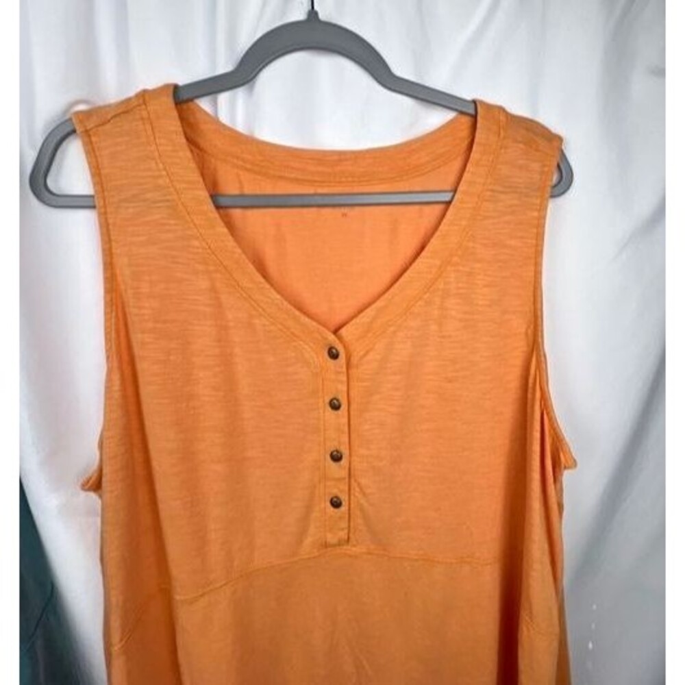 Coldwater Creek Sleeveless Henley Tunic Top BUNDLE 2X Blue & Orange Button Front - Picture 9 of 12